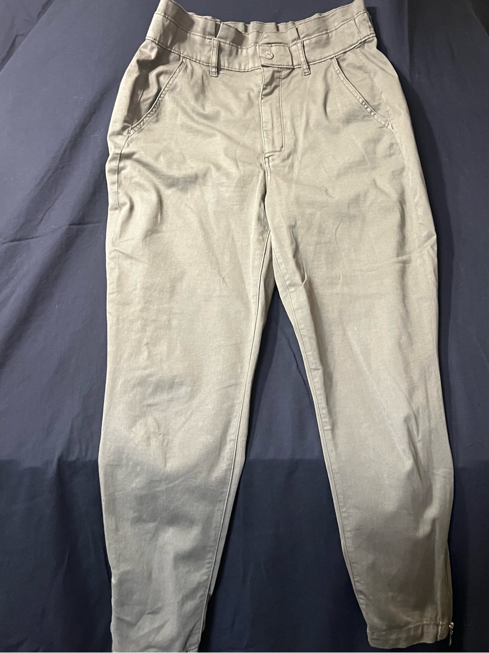 White House Black Market Sz 10 Olive Extra High Rise Wool Blend Slim Ankle Pants